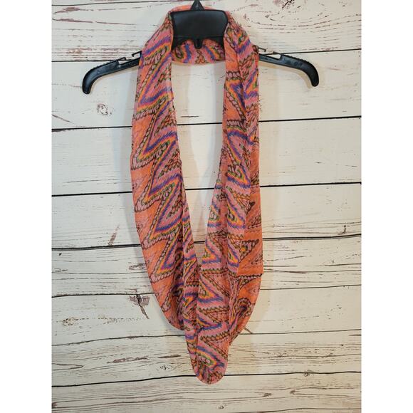 70's Lot of 3 NEW CG Infinity Scarves Orange Green Yellow Chevron - Picture 5 of 12